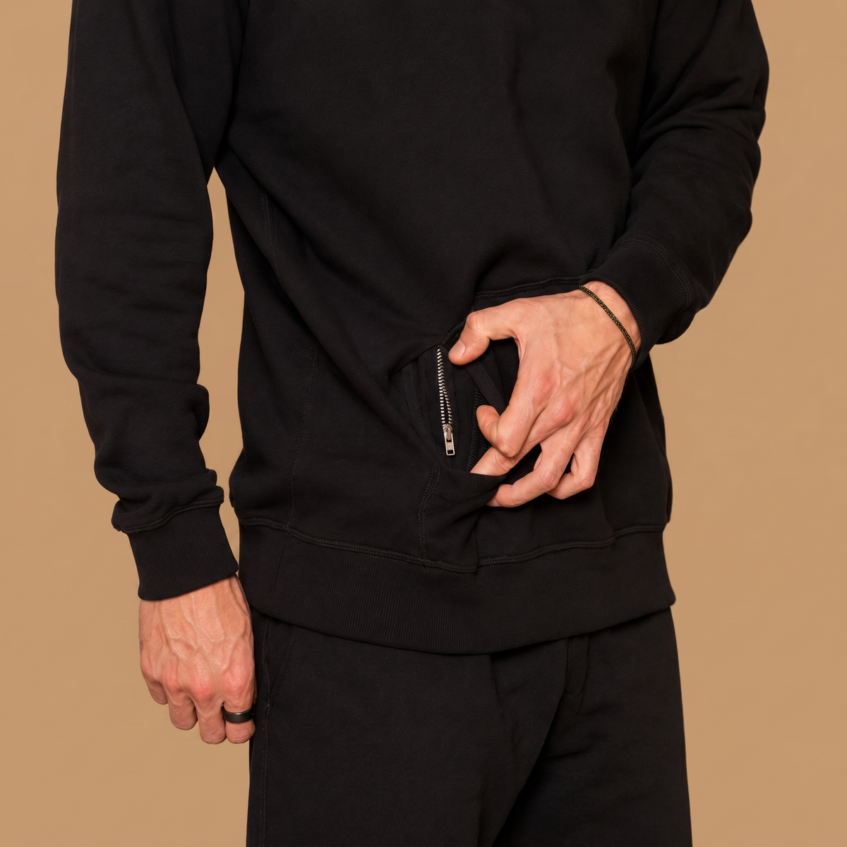 Organic Cotton Midweight Hoodie - Jet Black