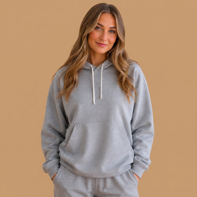 Women's Organic Cotton Midweight Raglan Hoodie - Heather Grey