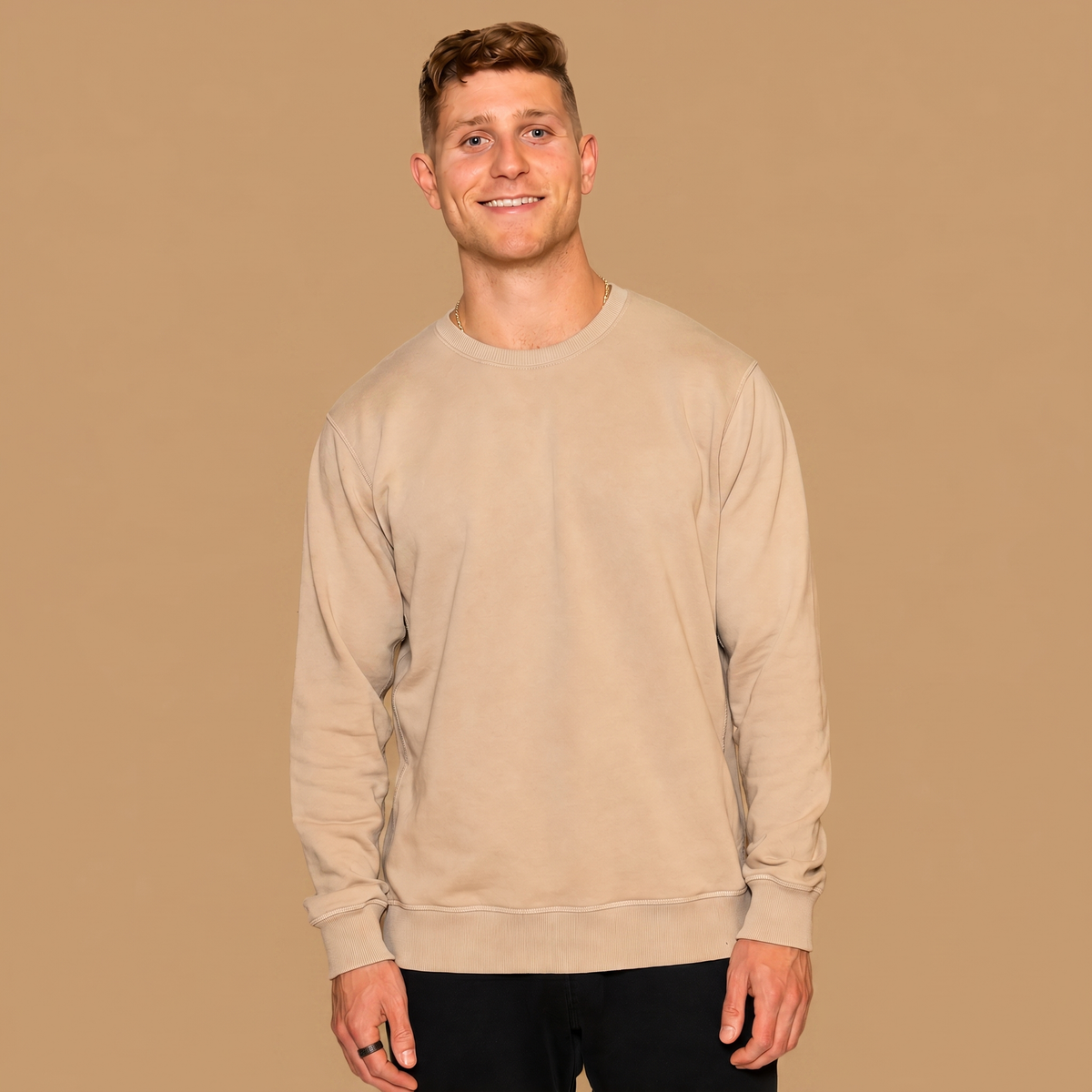 Organic Cotton Midweight Crewneck - Jet Black